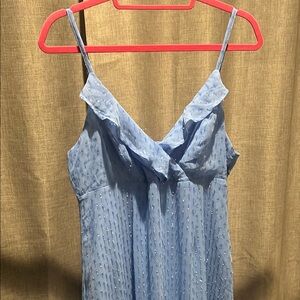 Blue Ruffled Spaghetti Strap Dress